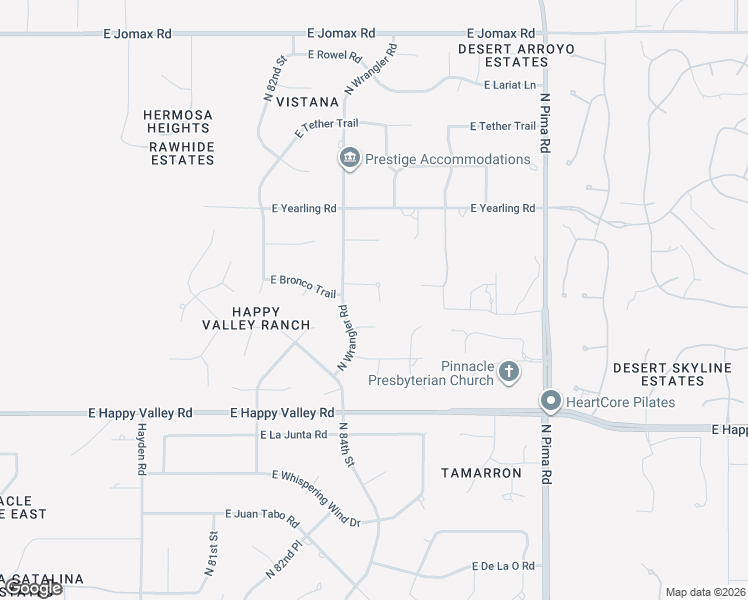 map of restaurants, bars, coffee shops, grocery stores, and more near 25425 North Wrangler Road in Scottsdale