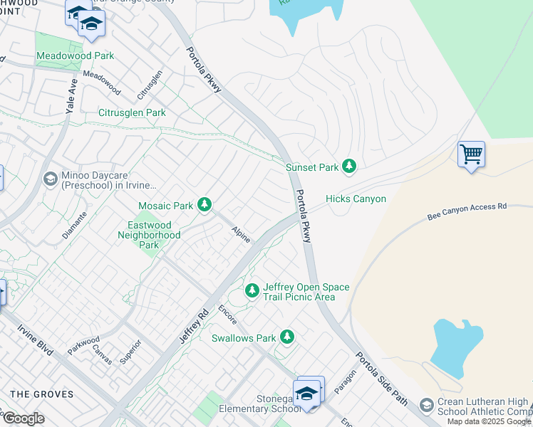map of restaurants, bars, coffee shops, grocery stores, and more near 115 Omar in Irvine