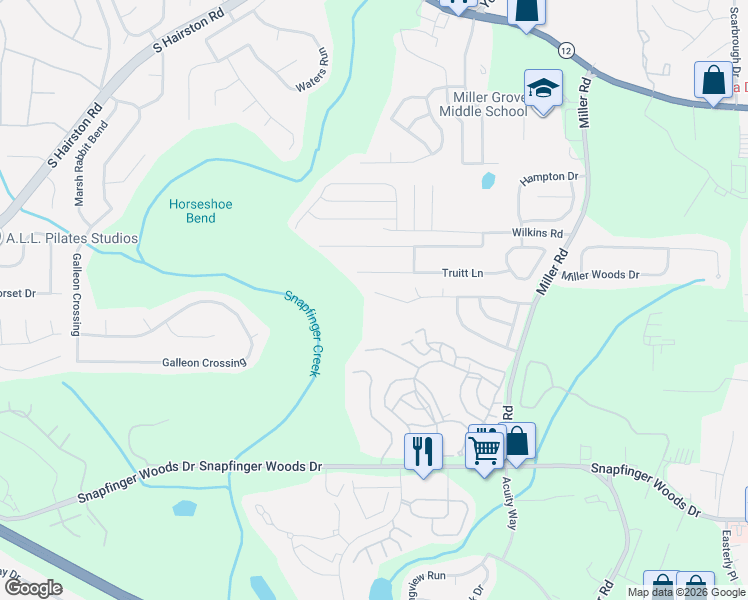 map of restaurants, bars, coffee shops, grocery stores, and more near 4869 Windsor Downs Drive in Decatur