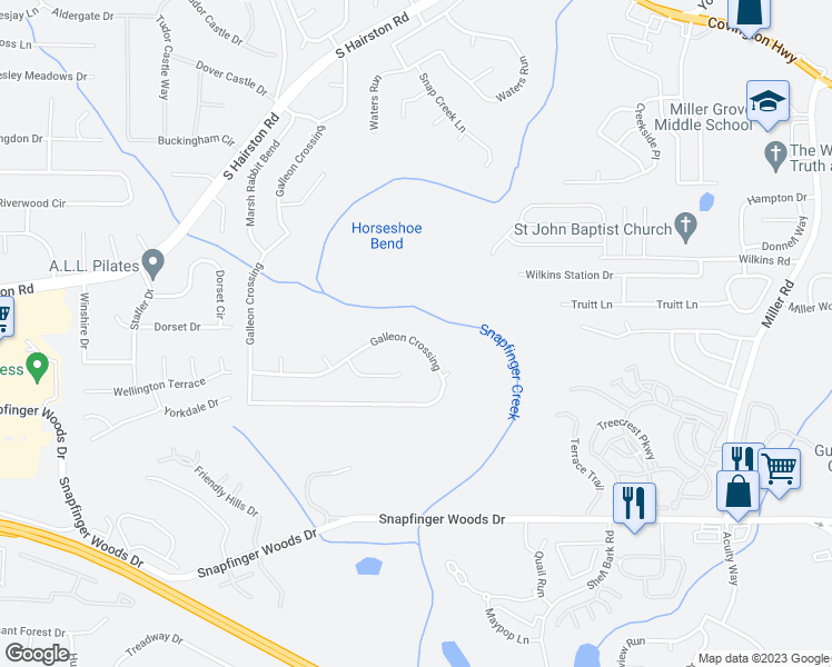 map of restaurants, bars, coffee shops, grocery stores, and more near 5165 Galleon Crossing in Decatur