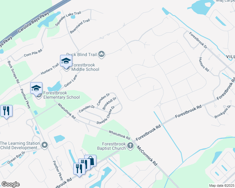 map of restaurants, bars, coffee shops, grocery stores, and more near 3864 Camden Drive in Myrtle Beach