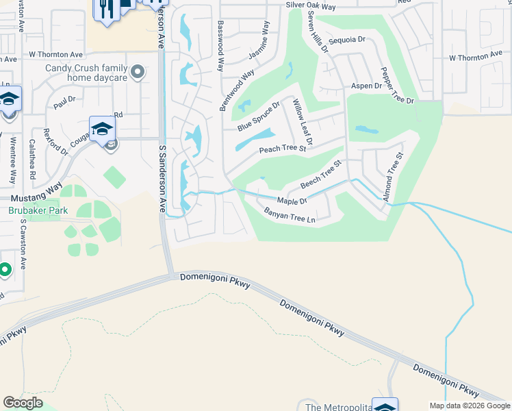 map of restaurants, bars, coffee shops, grocery stores, and more near 2877 Banyan Tree Lane in Hemet