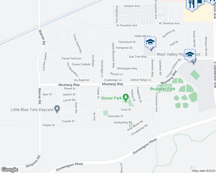 map of restaurants, bars, coffee shops, grocery stores, and more near 4850 Blue Copper Way in Hemet
