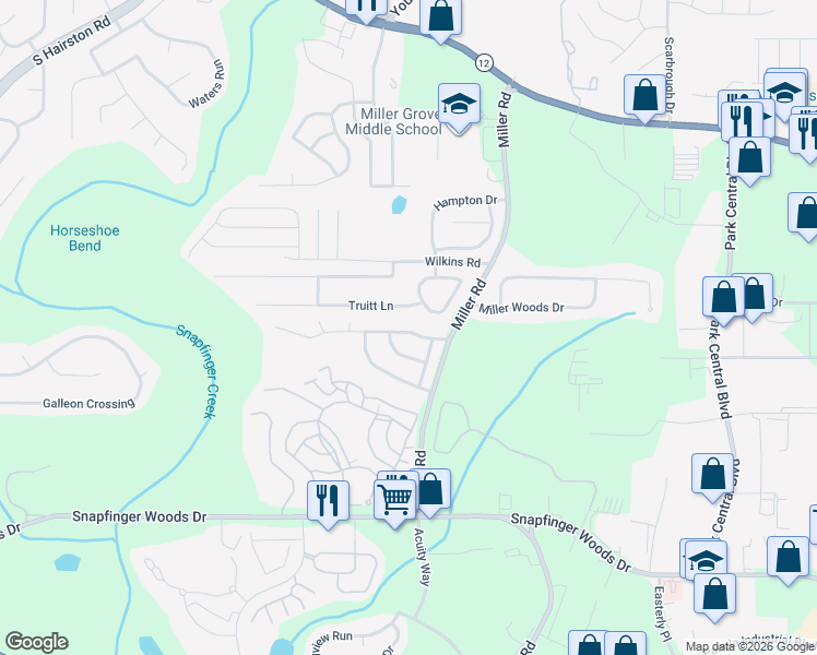 map of restaurants, bars, coffee shops, grocery stores, and more near 4990 Windsor Downs Drive in Decatur