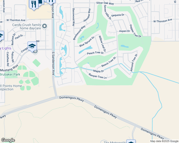 map of restaurants, bars, coffee shops, grocery stores, and more near 2869 Maple Drive in Hemet