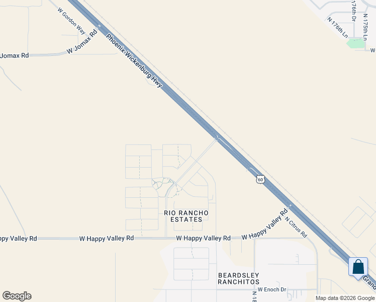map of restaurants, bars, coffee shops, grocery stores, and more near West Grand Avenue in Surprise