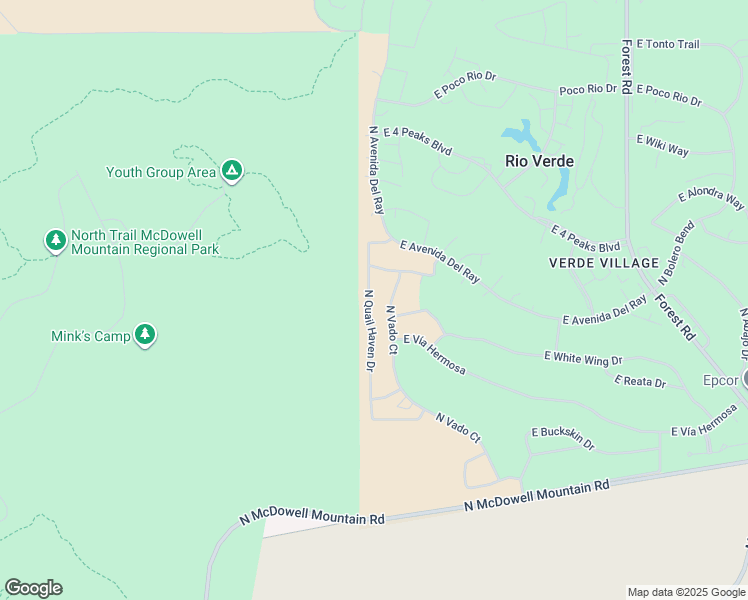 map of restaurants, bars, coffee shops, grocery stores, and more near 25233 North Quail Haven Drive in Rio Verde