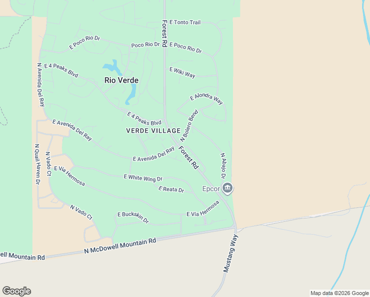 map of restaurants, bars, coffee shops, grocery stores, and more near 25515 Forest Road in Rio Verde