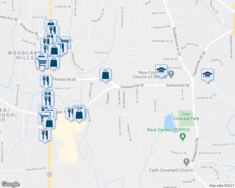 map of restaurants, bars, coffee shops, grocery stores, and more near 1234 Morton Trace in Atlanta