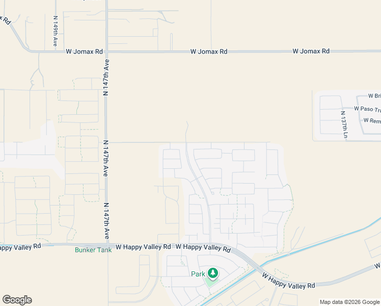 map of restaurants, bars, coffee shops, grocery stores, and more near 25777 North 144th Avenue in Surprise