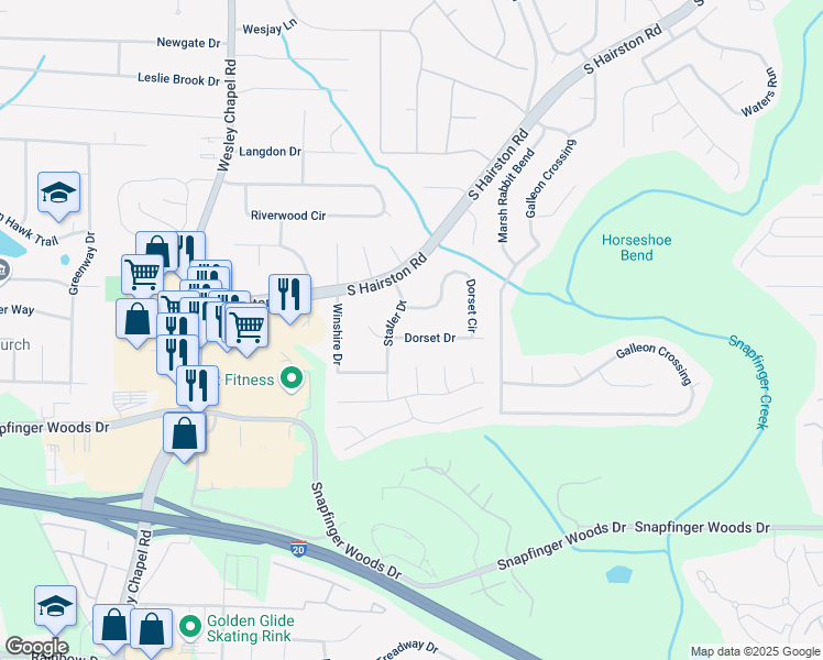 map of restaurants, bars, coffee shops, grocery stores, and more near 2433 Wedgewood Court in Decatur