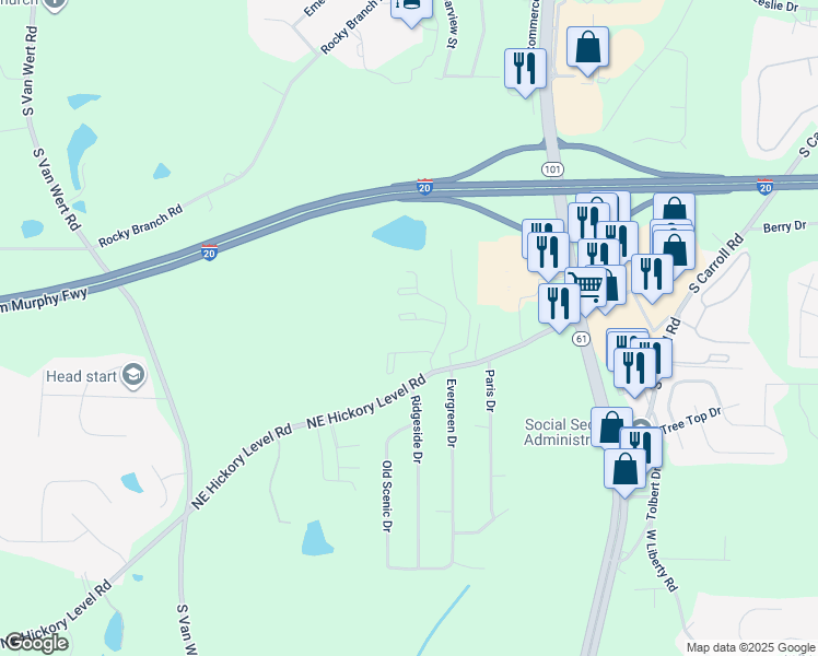 map of restaurants, bars, coffee shops, grocery stores, and more near 2010 Ridgeside Drive in Villa Rica
