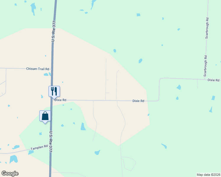 map of restaurants, bars, coffee shops, grocery stores, and more near 597 Dixie Road in Whitesboro