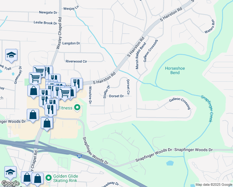 map of restaurants, bars, coffee shops, grocery stores, and more near 2433 Wedgewood Court in Decatur