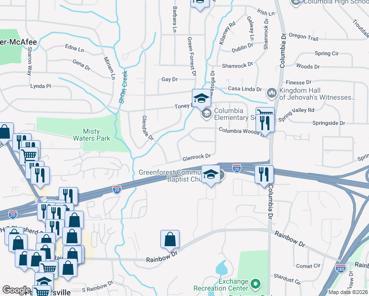 map of restaurants, bars, coffee shops, grocery stores, and more near 3185 Edgemont Way in Decatur
