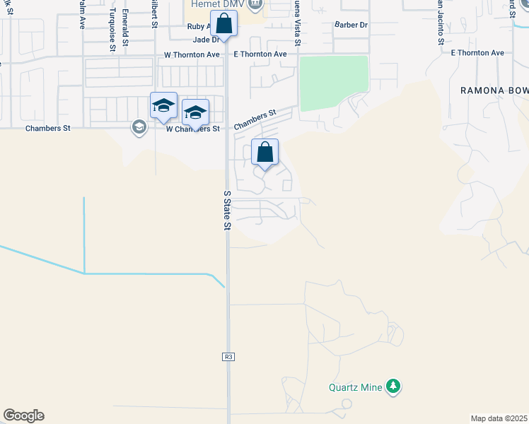 map of restaurants, bars, coffee shops, grocery stores, and more near 1700 South State Street in Hemet