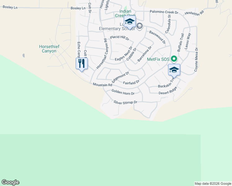 map of restaurants, bars, coffee shops, grocery stores, and more near 13340 Golden Horn Drive in Corona