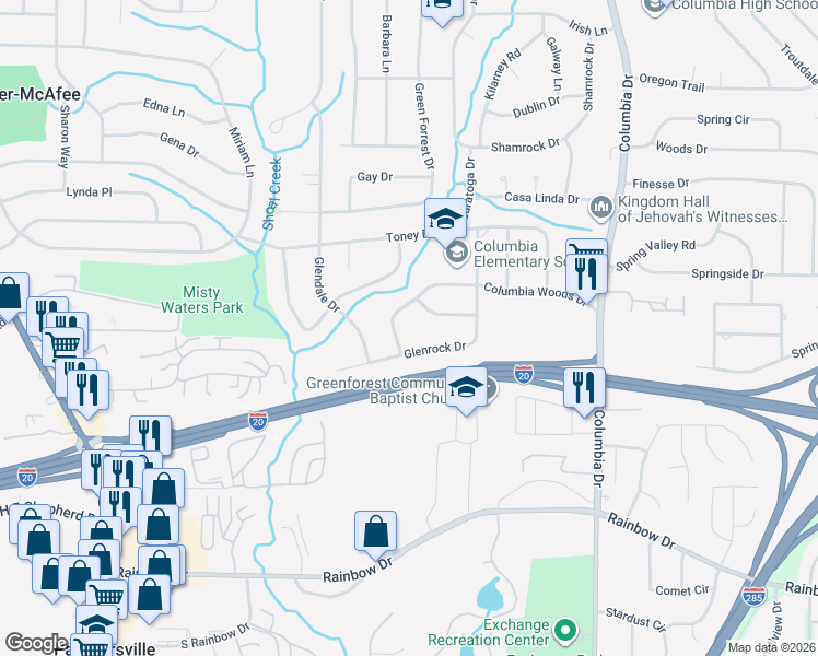 map of restaurants, bars, coffee shops, grocery stores, and more near 3185 Edgemont Way in Decatur