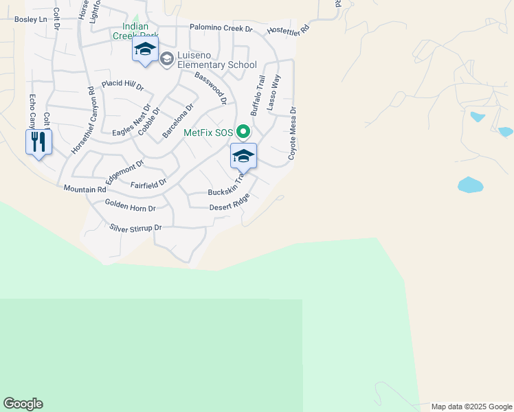 map of restaurants, bars, coffee shops, grocery stores, and more near 27675 Trailhead Court in Corona