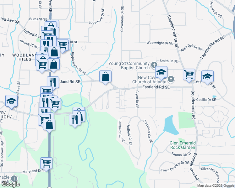 map of restaurants, bars, coffee shops, grocery stores, and more near in DeKalb County