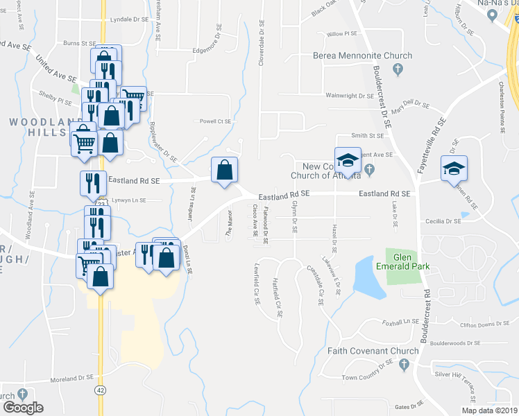 map of restaurants, bars, coffee shops, grocery stores, and more near 2125 Gorman Grove in Atlanta