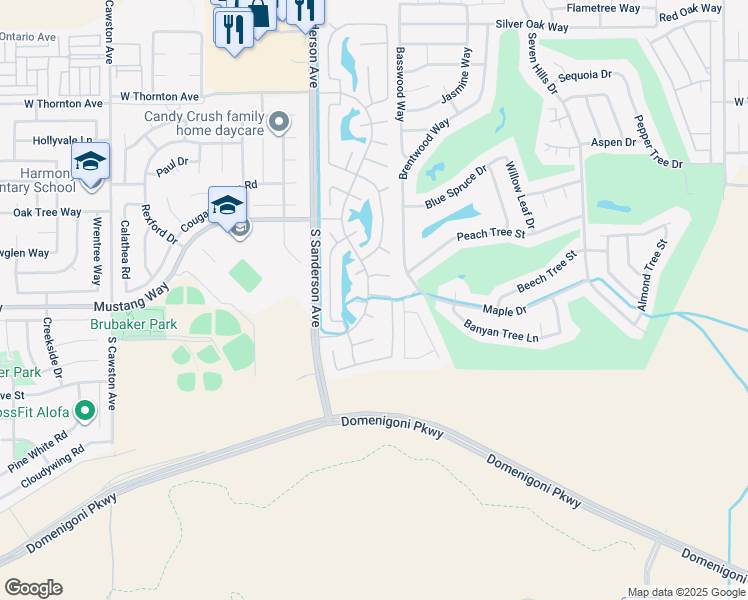 map of restaurants, bars, coffee shops, grocery stores, and more near 3077 Sun Delight Way in Hemet
