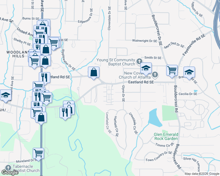 map of restaurants, bars, coffee shops, grocery stores, and more near 2120 Gorman Grove in Atlanta