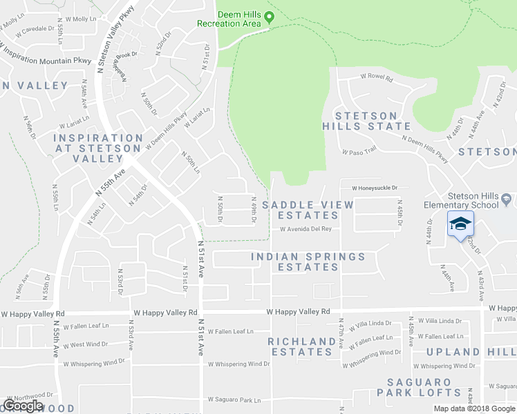 map of restaurants, bars, coffee shops, grocery stores, and more near 25515 North 49th Drive in Phoenix