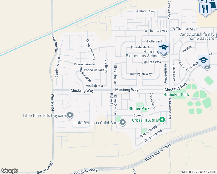 map of restaurants, bars, coffee shops, grocery stores, and more near 5001 Via Bajamar in Hemet