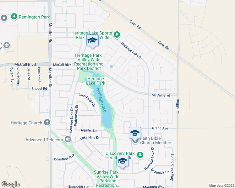 map of restaurants, bars, coffee shops, grocery stores, and more near Moorings Court in Menifee