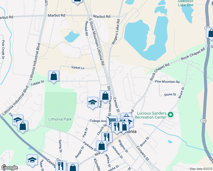 map of restaurants, bars, coffee shops, grocery stores, and more near 2961 Stone Mountain Street in Lithonia