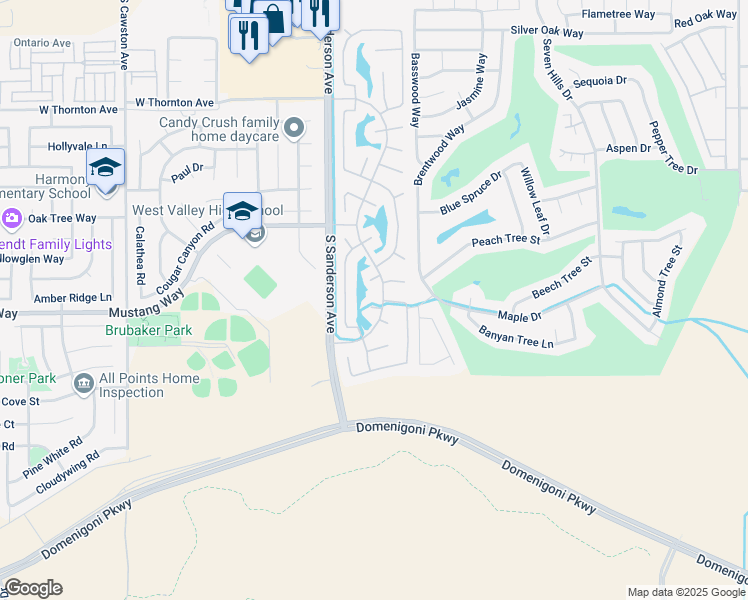 map of restaurants, bars, coffee shops, grocery stores, and more near 3128 Taragon Lane in Hemet