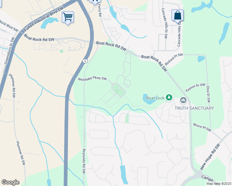 map of restaurants, bars, coffee shops, grocery stores, and more near Sand Bay Drive Southwest in Atlanta