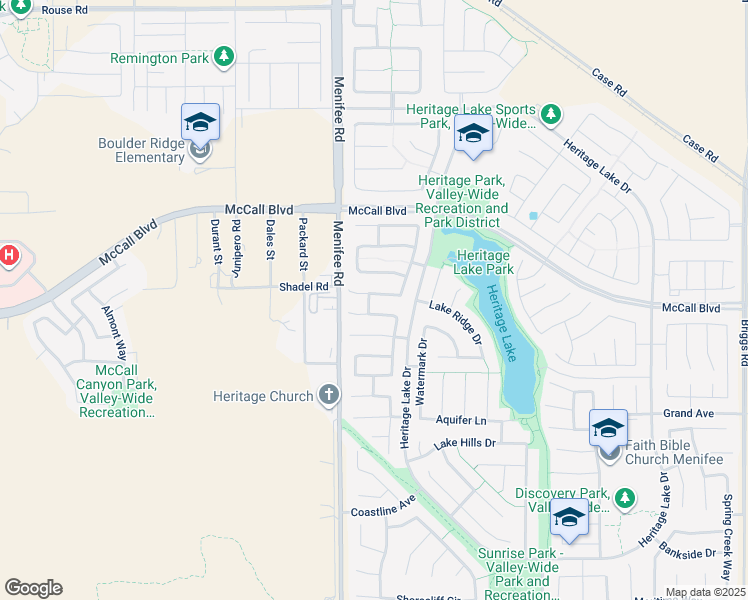 map of restaurants, bars, coffee shops, grocery stores, and more near 29072 Springshores Drive in Menifee
