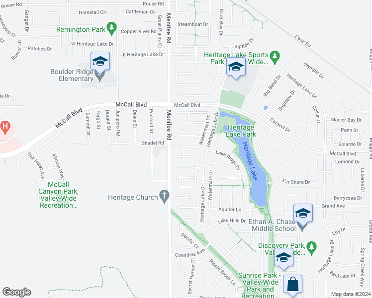 map of restaurants, bars, coffee shops, grocery stores, and more near 29101 Springshores Drive in Menifee