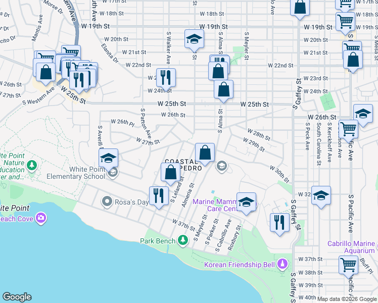 map of restaurants, bars, coffee shops, grocery stores, and more near 3120 Barbara Street in Los Angeles