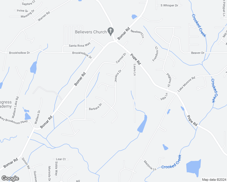 map of restaurants, bars, coffee shops, grocery stores, and more near 3211 Jessica Drive in Douglasville