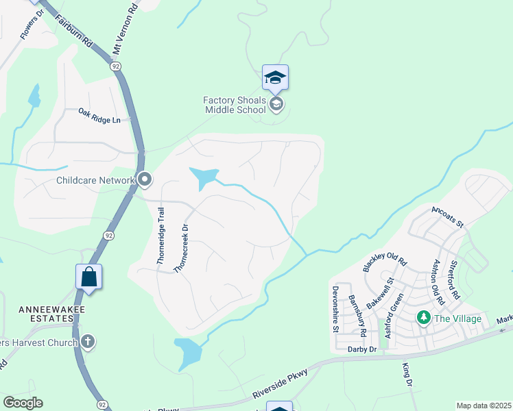 map of restaurants, bars, coffee shops, grocery stores, and more near 3013 Greymont Cloister in Douglasville