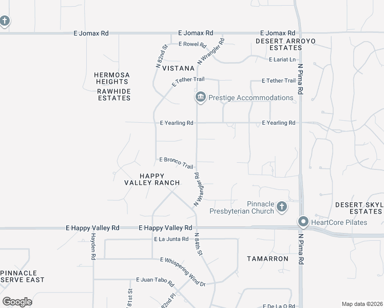 map of restaurants, bars, coffee shops, grocery stores, and more near 25550 North Wrangler Road in Scottsdale