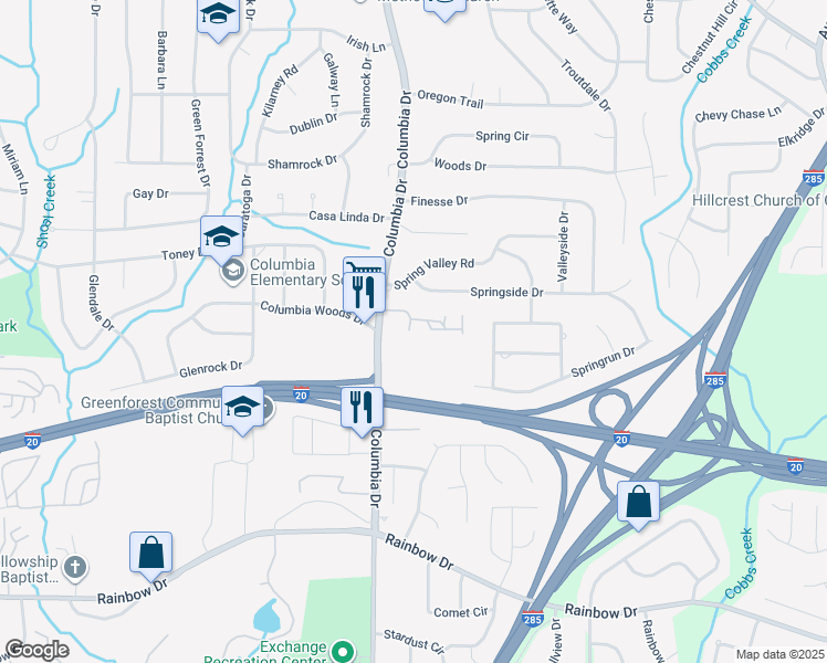 map of restaurants, bars, coffee shops, grocery stores, and more near 3333 York Place in Decatur