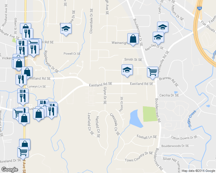 map of restaurants, bars, coffee shops, grocery stores, and more near in DeKalb County