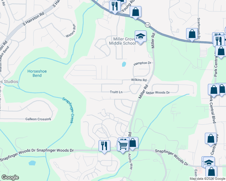 map of restaurants, bars, coffee shops, grocery stores, and more near 4946 Truitt Lane in Decatur
