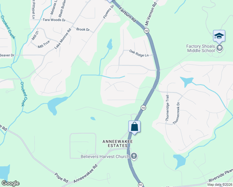 map of restaurants, bars, coffee shops, grocery stores, and more near 3177 Christopher Court in Douglasville