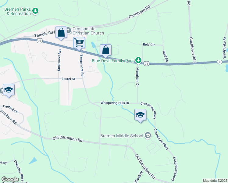 map of restaurants, bars, coffee shops, grocery stores, and more near 116 Redding Drive in Bremen
