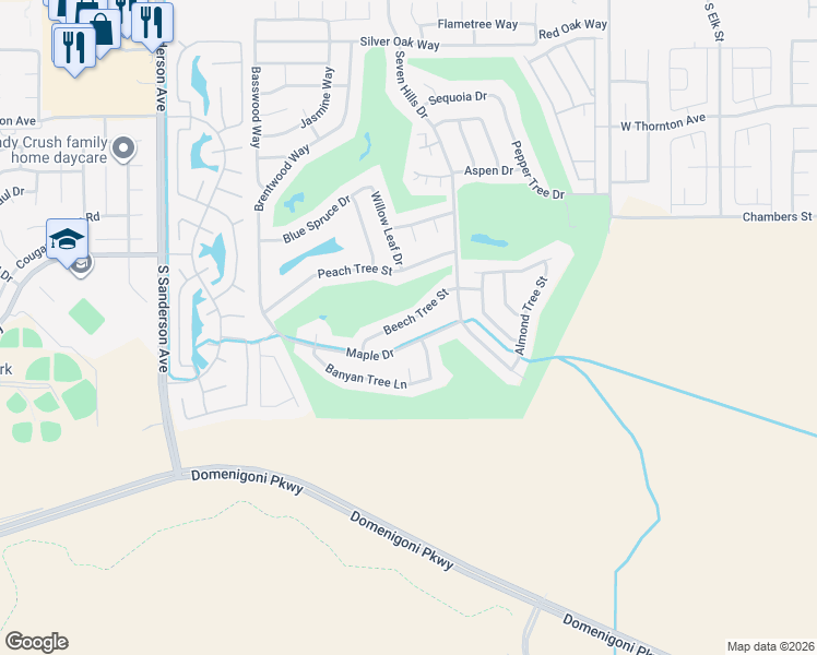 map of restaurants, bars, coffee shops, grocery stores, and more near 2655 Beech Tree Street in Hemet