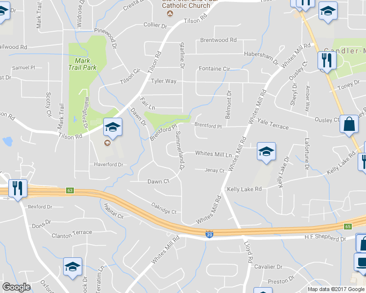 map of restaurants, bars, coffee shops, grocery stores, and more near 2406 Summerland Drive in Decatur