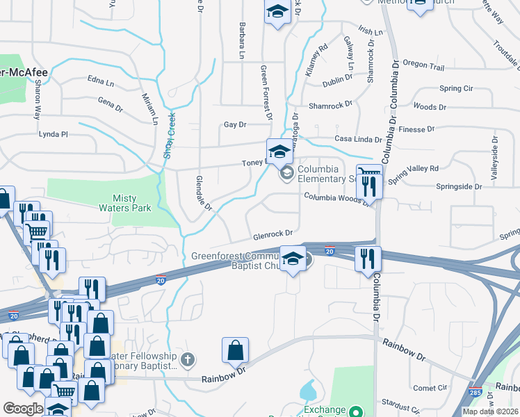 map of restaurants, bars, coffee shops, grocery stores, and more near 3185 Edgemont Way in Decatur