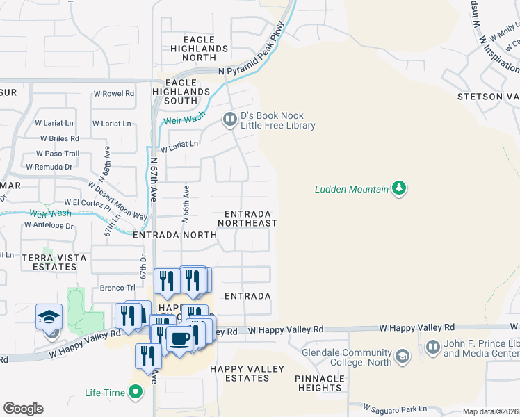 map of restaurants, bars, coffee shops, grocery stores, and more near 6338 West El Cortez Place in Phoenix