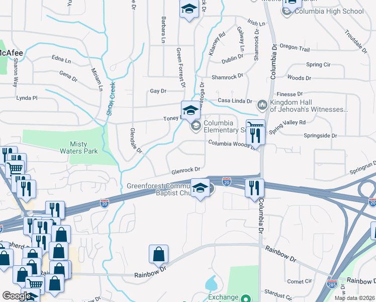 map of restaurants, bars, coffee shops, grocery stores, and more near 3228 Edgemont Way in Decatur