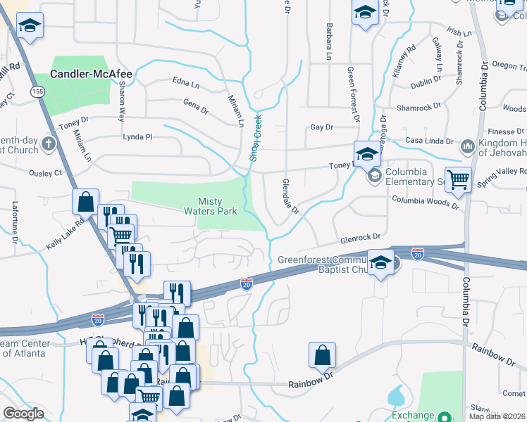 map of restaurants, bars, coffee shops, grocery stores, and more near 3025 Thrasher Circle in Decatur